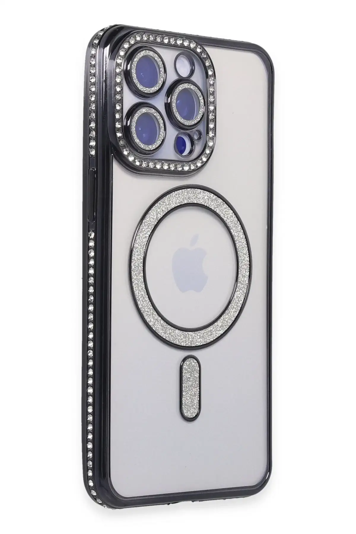 Newface iPhone 14 Pro Max Kılıf Joke Simli Magneticsafe Kılıf - Siyah