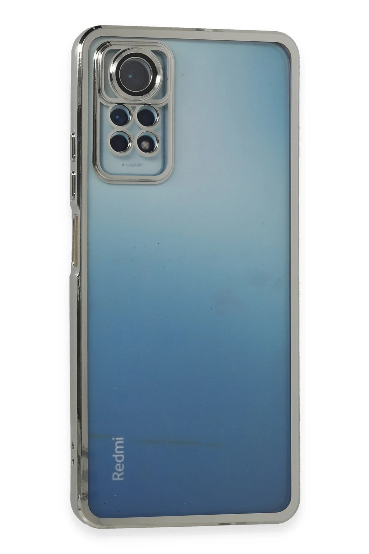 Newface Xiaomi Redmi Note 11 Pro Kılıf Razer Lensli Silikon - Gümüş