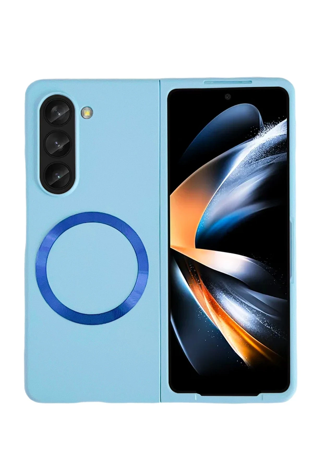 Newface Samsung Galaxy Z Fold 5 Kılıf Mata Fold Kapak - Sierra Blue