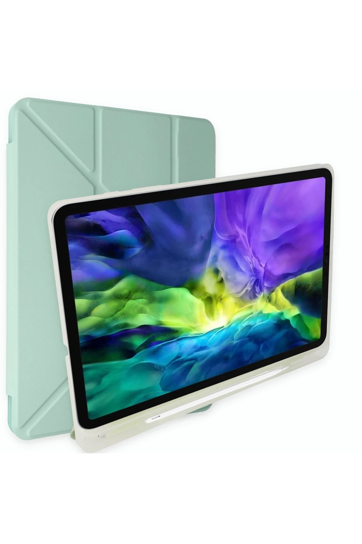 Newface iPad 2022 10.9 (10.nesil) Kılıf Kalemlikli Mars Tablet Kılıfı - Açık Yeşil