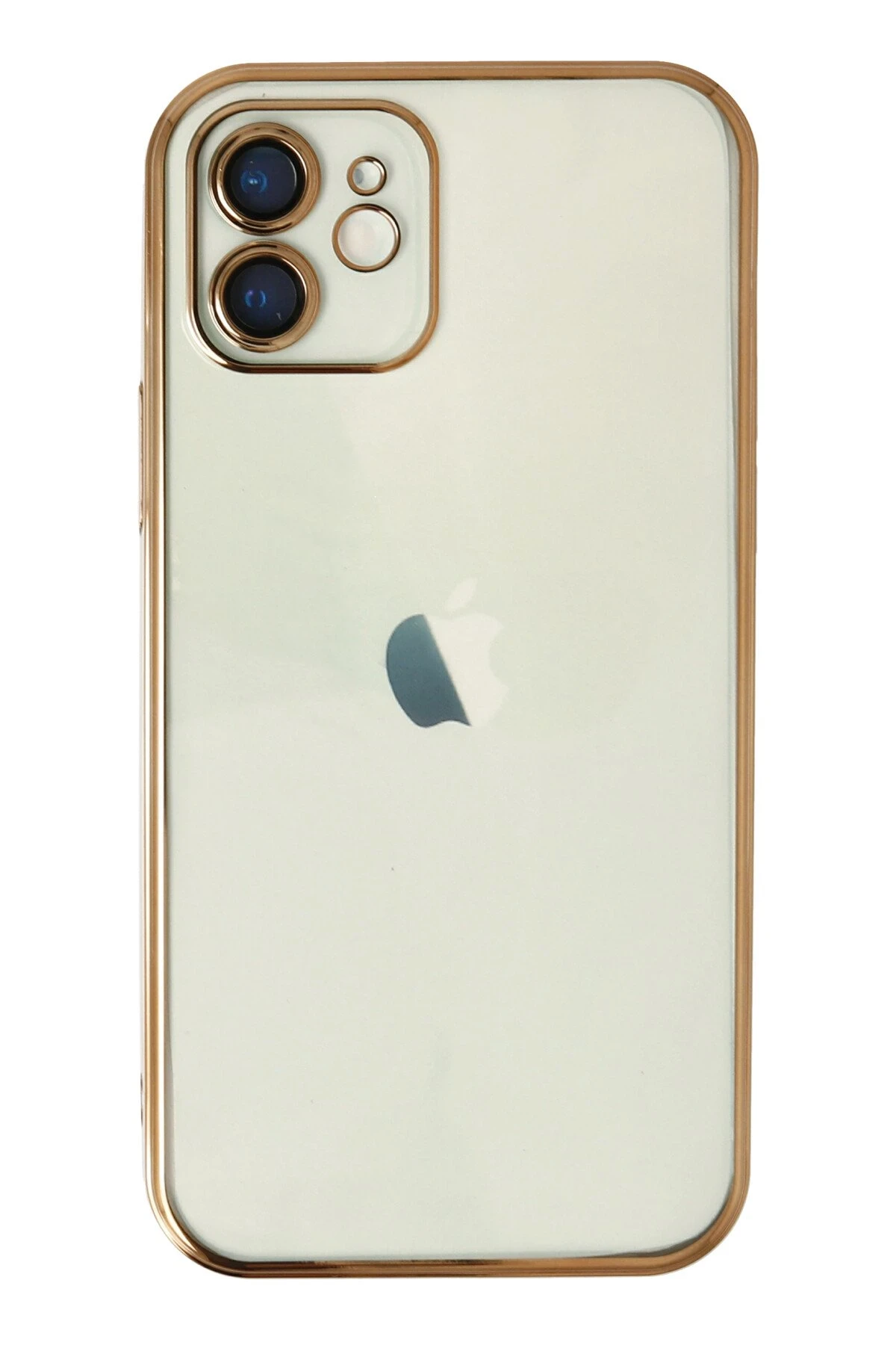 Newface iPhone 12 Kılıf Razer Lensli Silikon - Gold