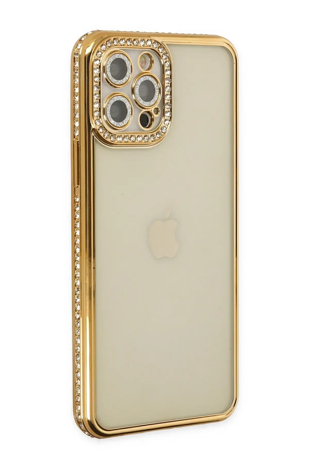 Newface iPhone 12 Pro Kılıf Joke Taşlı Silikon - Gold