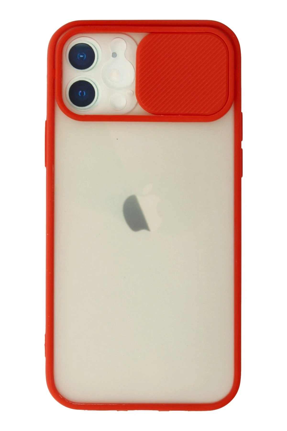 Newface iPhone 12 Kılıf Palm Buzlu Kamera Sürgülü Silikon - Kırmızı