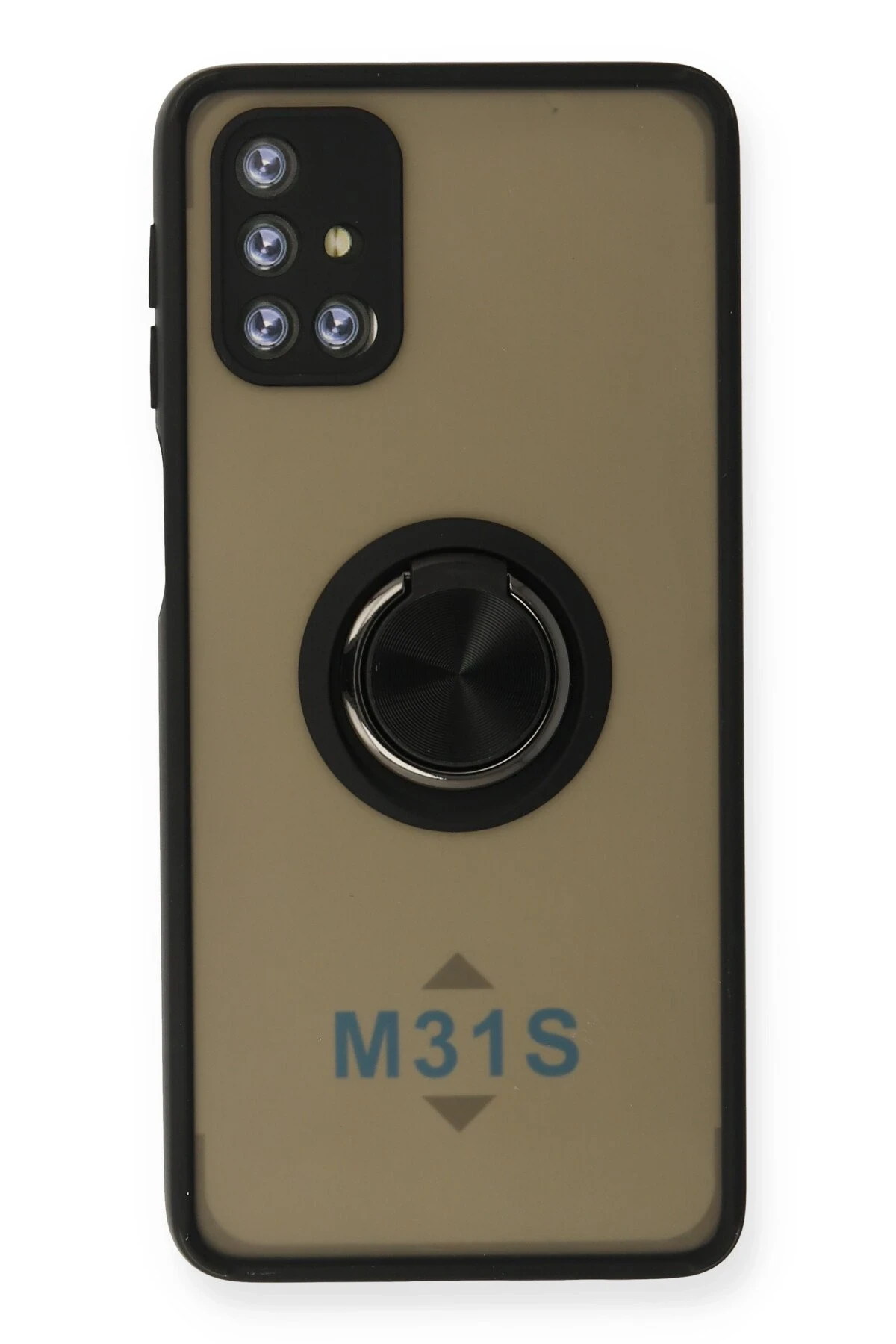 Newface Samsung Galaxy M31S Kılıf Montreal Yüzüklü Silikon Kapak - Siyah