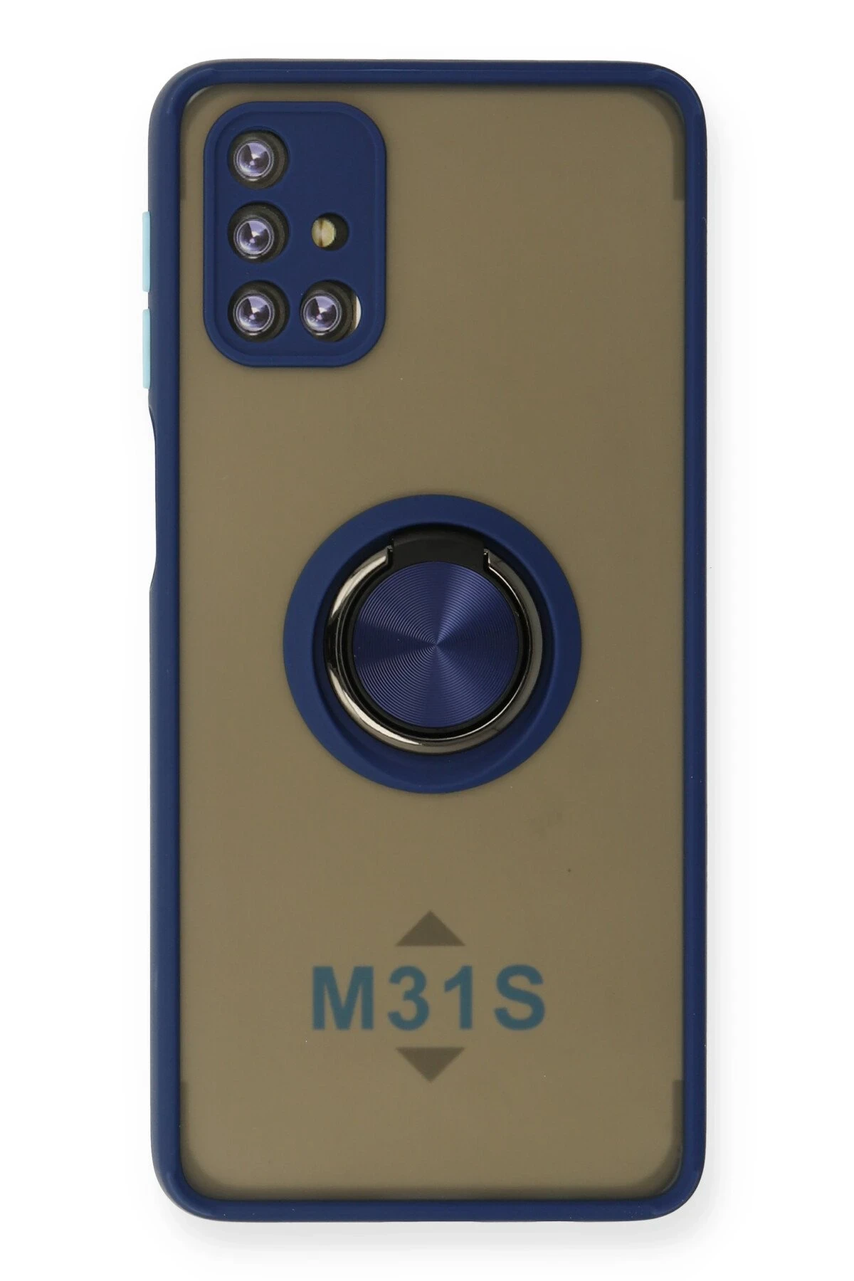 Newface Samsung Galaxy M31S Kılıf Montreal Yüzüklü Silikon Kapak - Lacivert