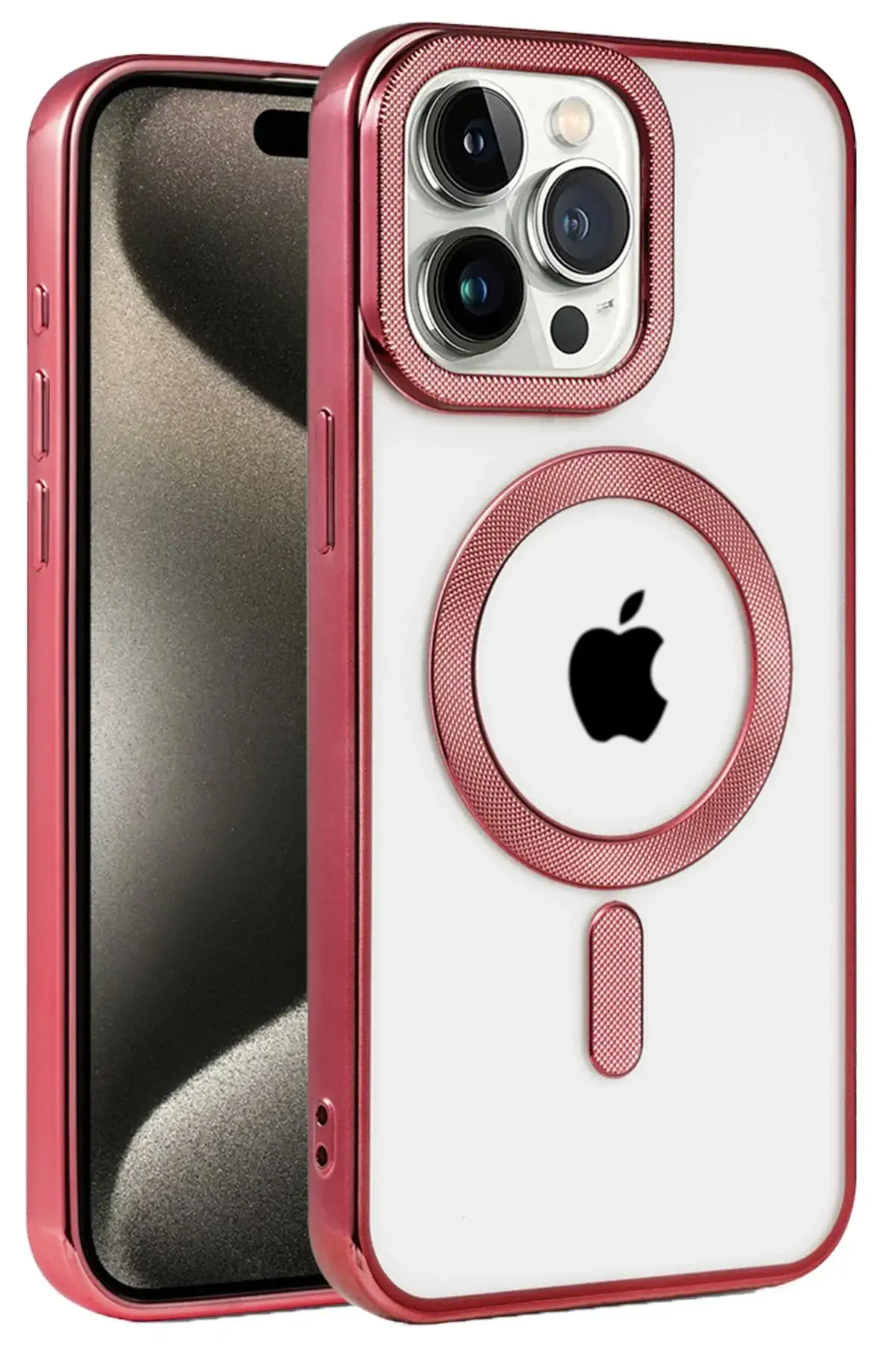 Newface iPhone 15 Pro Kılıf Kronos Magsafe Kapak - Bordo