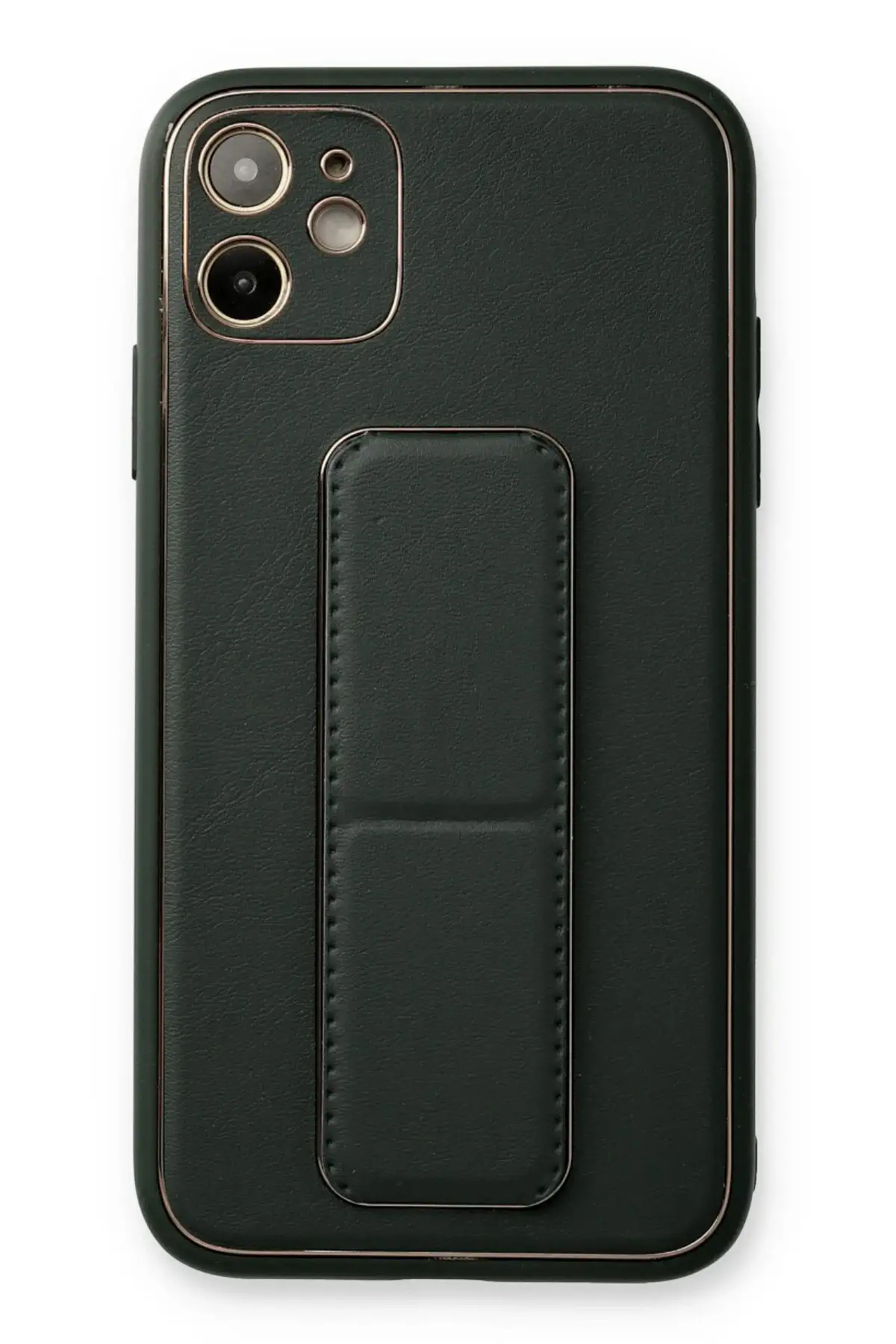 Newface iPhone 12 Kılıf Coco Deri Standlı Kapak - Füme