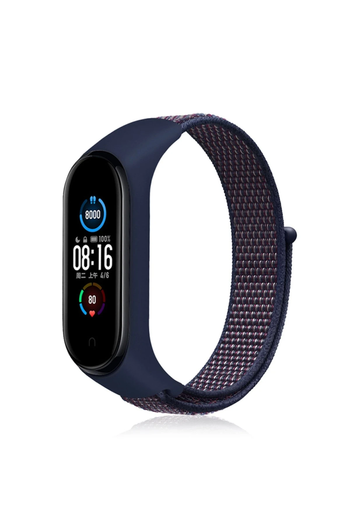 Newface Xiaomi Mi Band 4 Hasırlı Cırtcırtlı Kordon - Lacivert-Mor