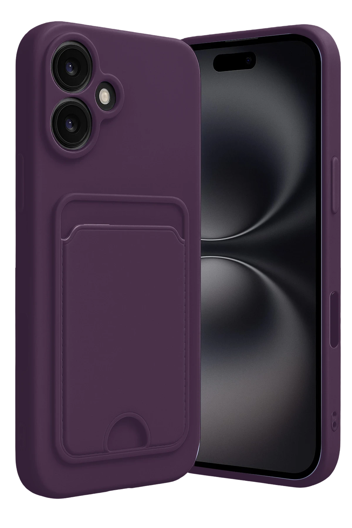 Newface iPhone 16 Kılıf Kelvin Kartvizitli Silikon - Derin Mor