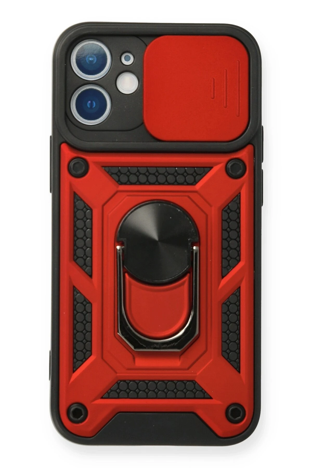 Newface iPhone 11 Kılıf Pars Lens Yüzüklü Silikon - Kırmızı