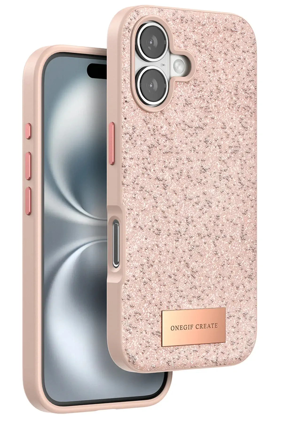 Onegif iPhone 16 Bright Simli Kapak - Pembe