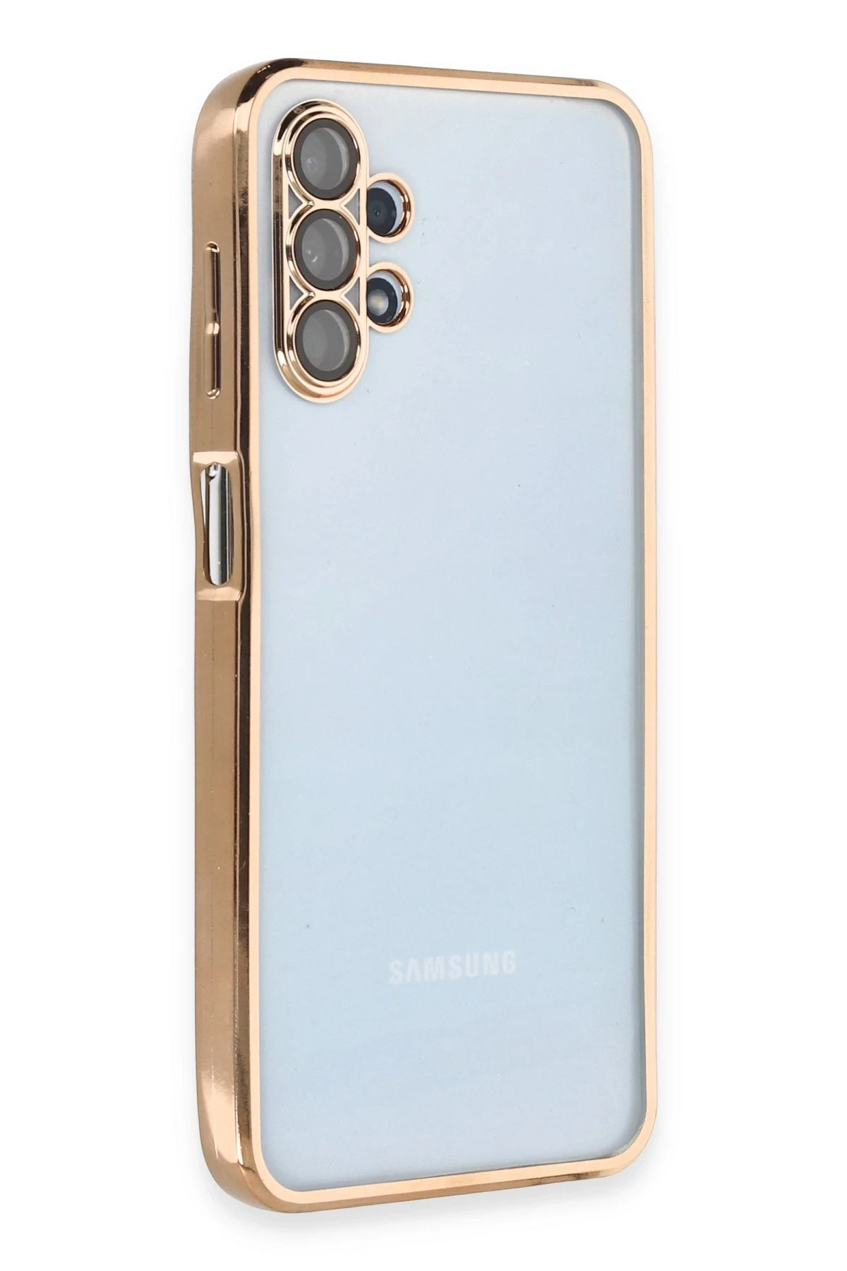 Newface Samsung Galaxy A13 4G Kılıf Razer Lensli Silikon - Gold