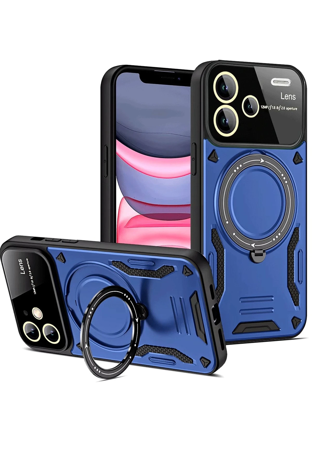 Newface Xiaomi Redmi Note 13 Pro Plus Joy Lens Standlı Kapak - Lacivert