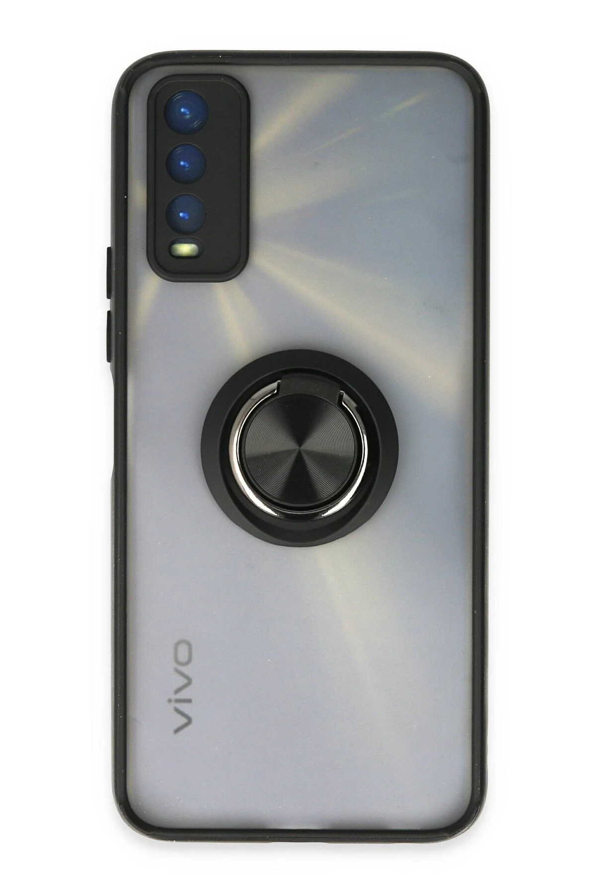 Newface Vivo Y11S Kılıf Montreal Yüzüklü Silikon Kapak - Siyah