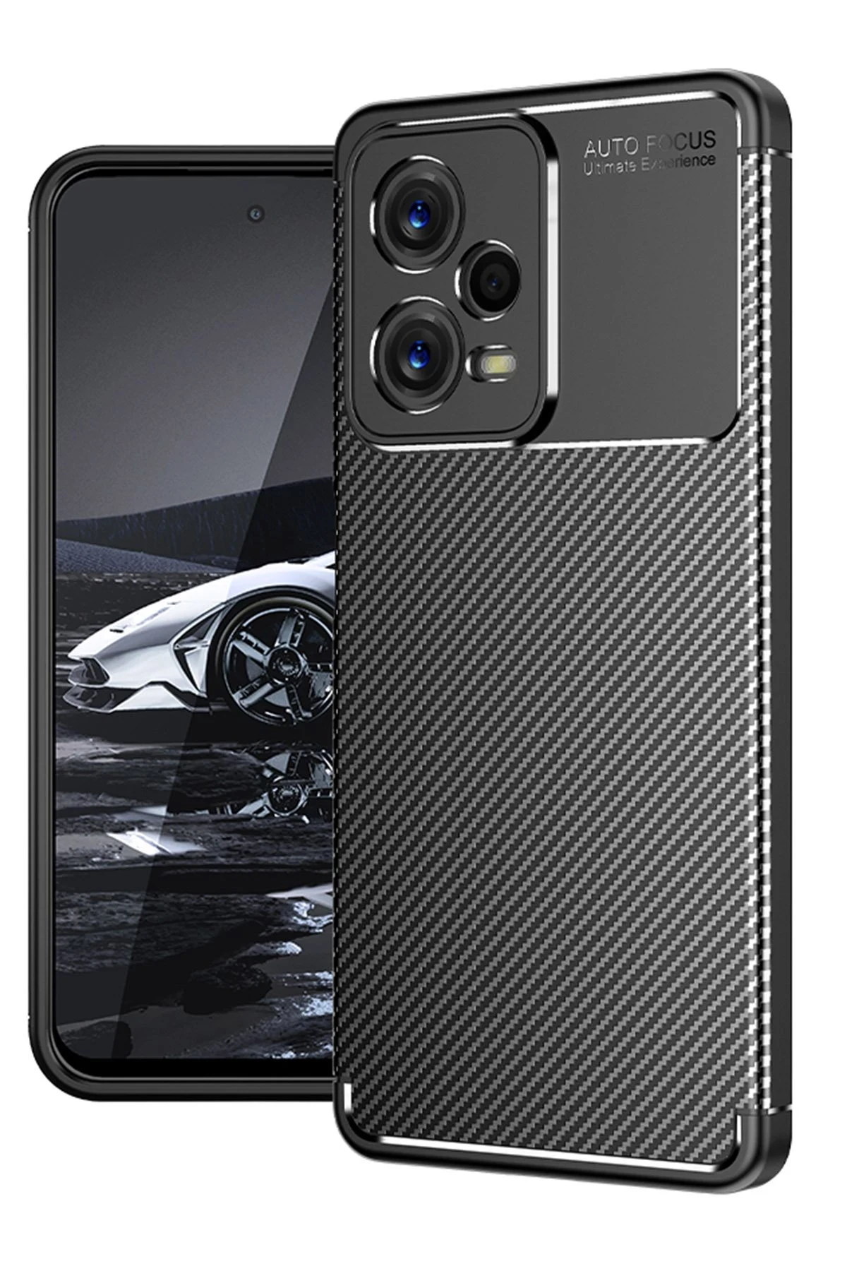 Newface Xiaomi Poco X5 5G Kılıf Auto Focus Karbon Kapak - Siyah