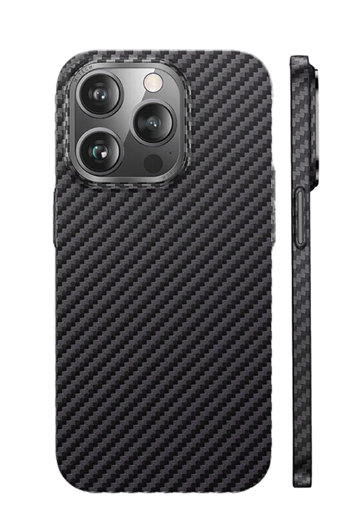 Newface iPhone 14 Pro Kılıf Metalik Karbon Kapak - Siyah