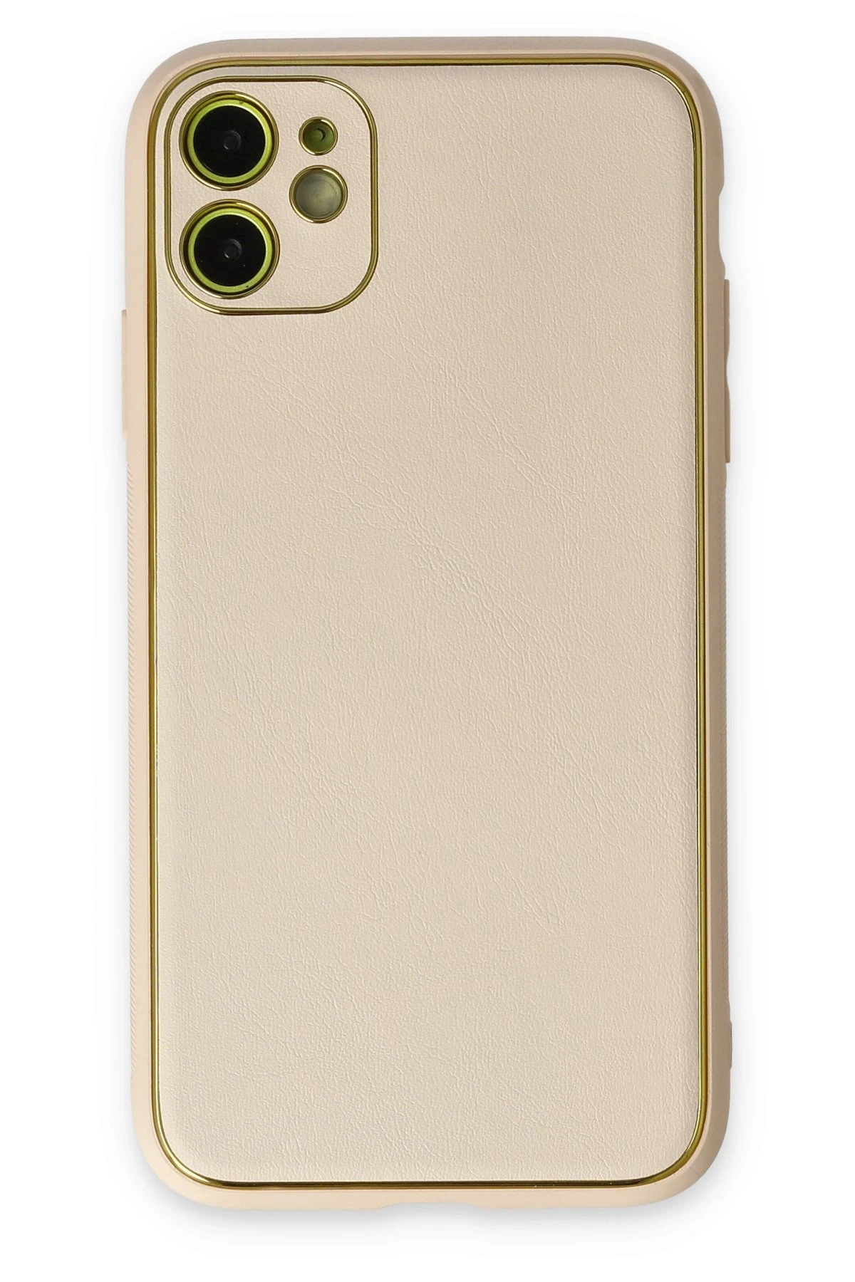 Newface iPhone 12 Kılıf Coco Deri Silikon Kapak - Gold