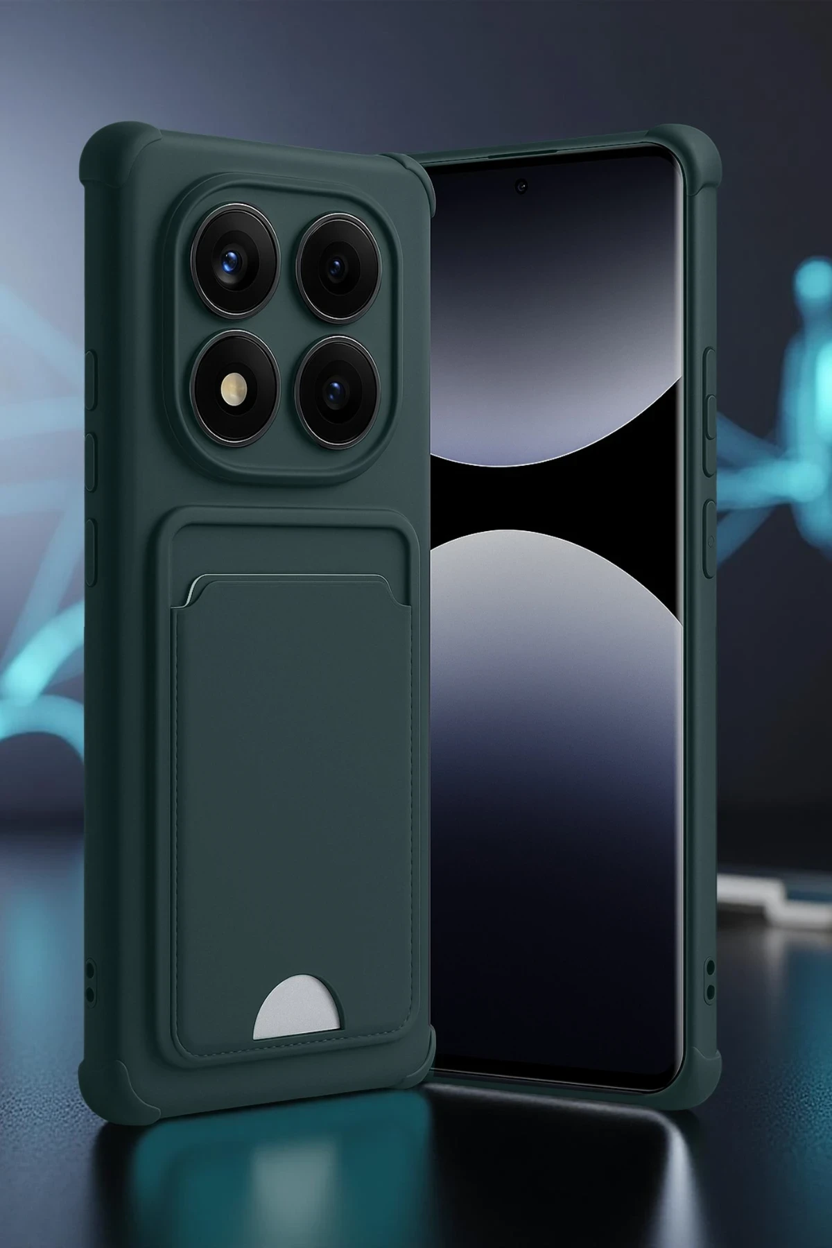 Newface Xiaomi Redmi Note 14 Pro Plus Kelvin Kartvizitli Silikon - Koyu Yeşil