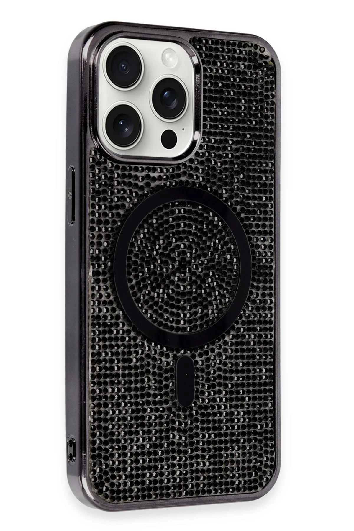 Newface iPhone 15 Pro Kılıf Diamond Magsafe Kapak - Siyah