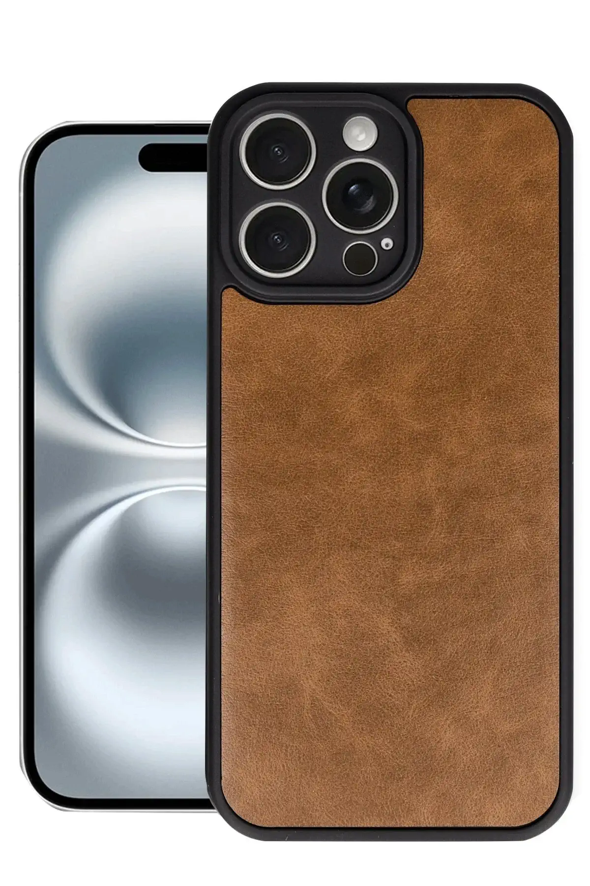 Newface iPhone 16 Pro Kılıf Aras Deri Kapak - Taba