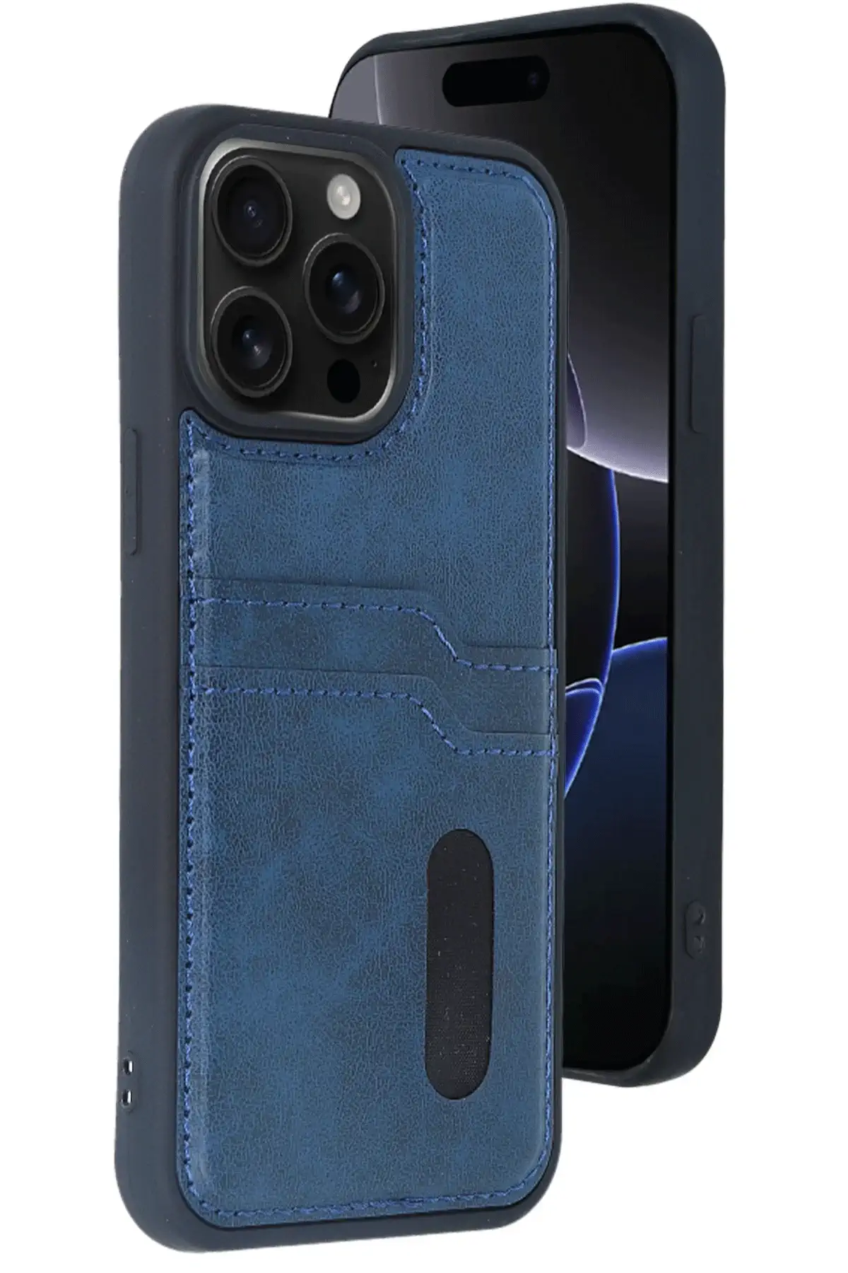 Newface iPhone 14 Pro Max Kılıf Sara Kartvizitli Deri Kılıf - Lacivert