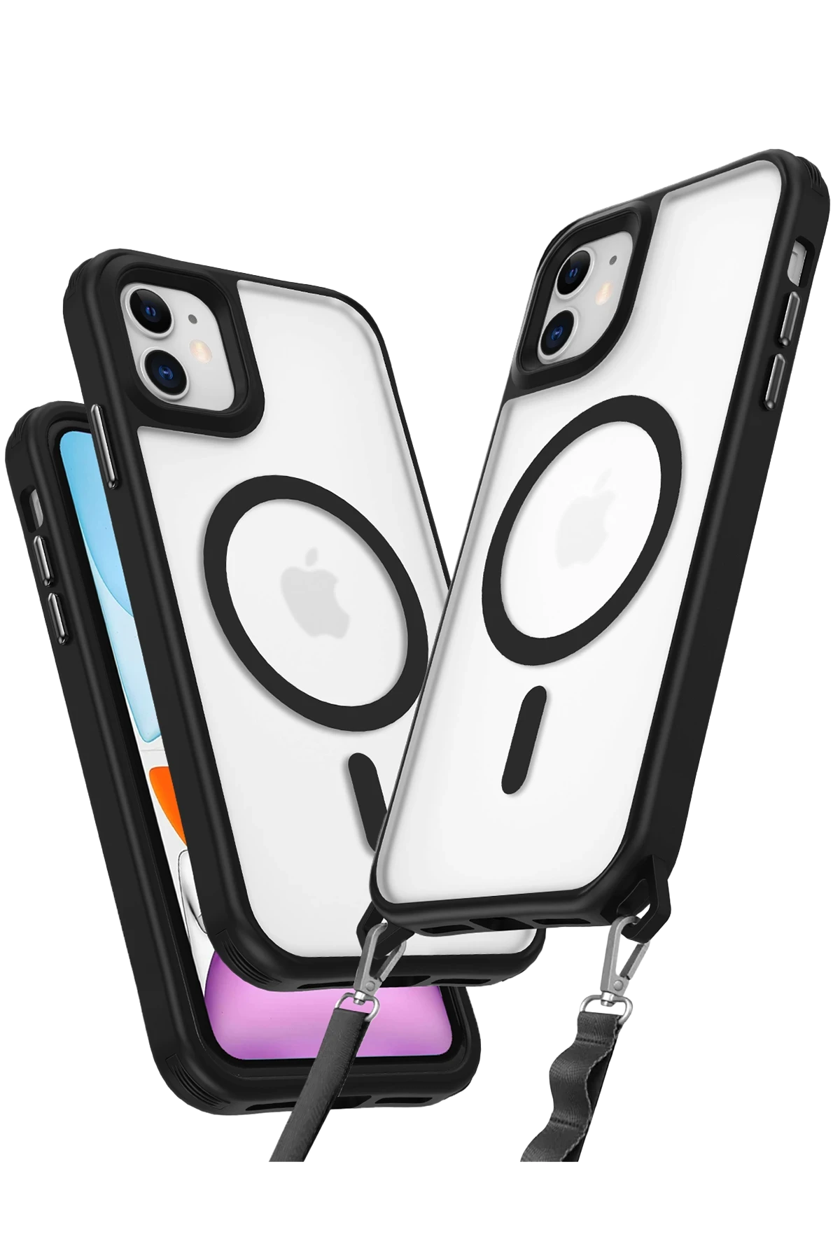 Newface iPhone 12 Kılıf Enka Magsafe Silikon Kılıf - Siyah