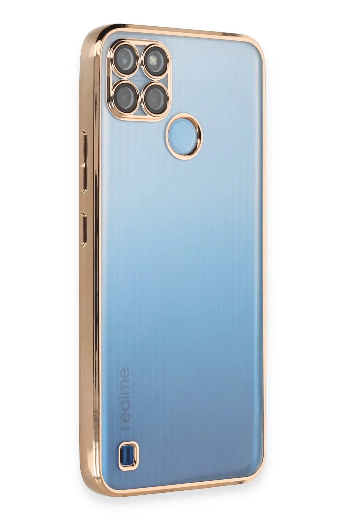 Newface Realme C25Y Kılıf Razer Lensli Silikon - Gold