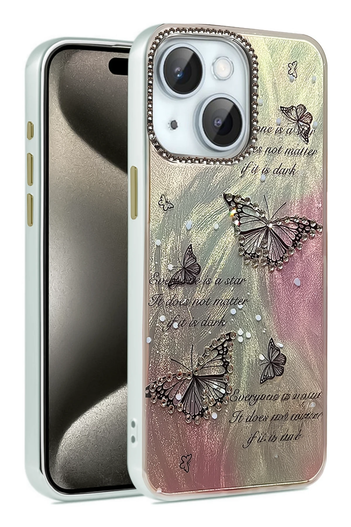 Newface iPhone 15 Kılıf Blade Aynalı Desenli Kapak - Desen 6