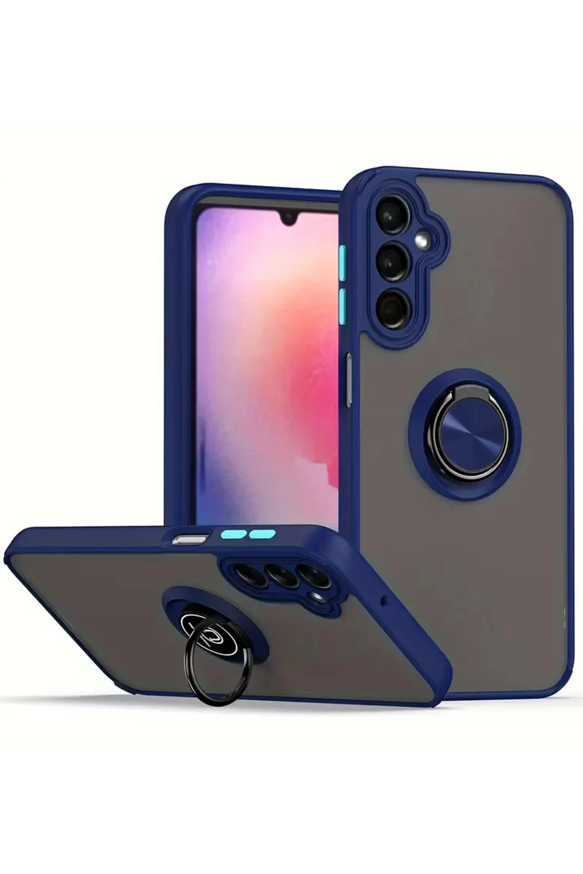 Newface Samsung Galaxy A16 5G Kılıf Montreal Yüzüklü Silikon Kapak - Lacivert