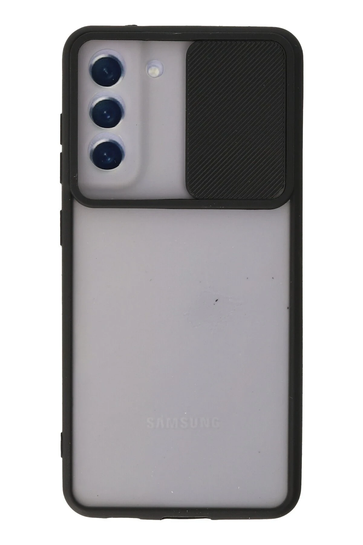 Newface Samsung Galaxy S21 FE Kılıf Palm Buzlu Kamera Sürgülü Silikon - Siyah