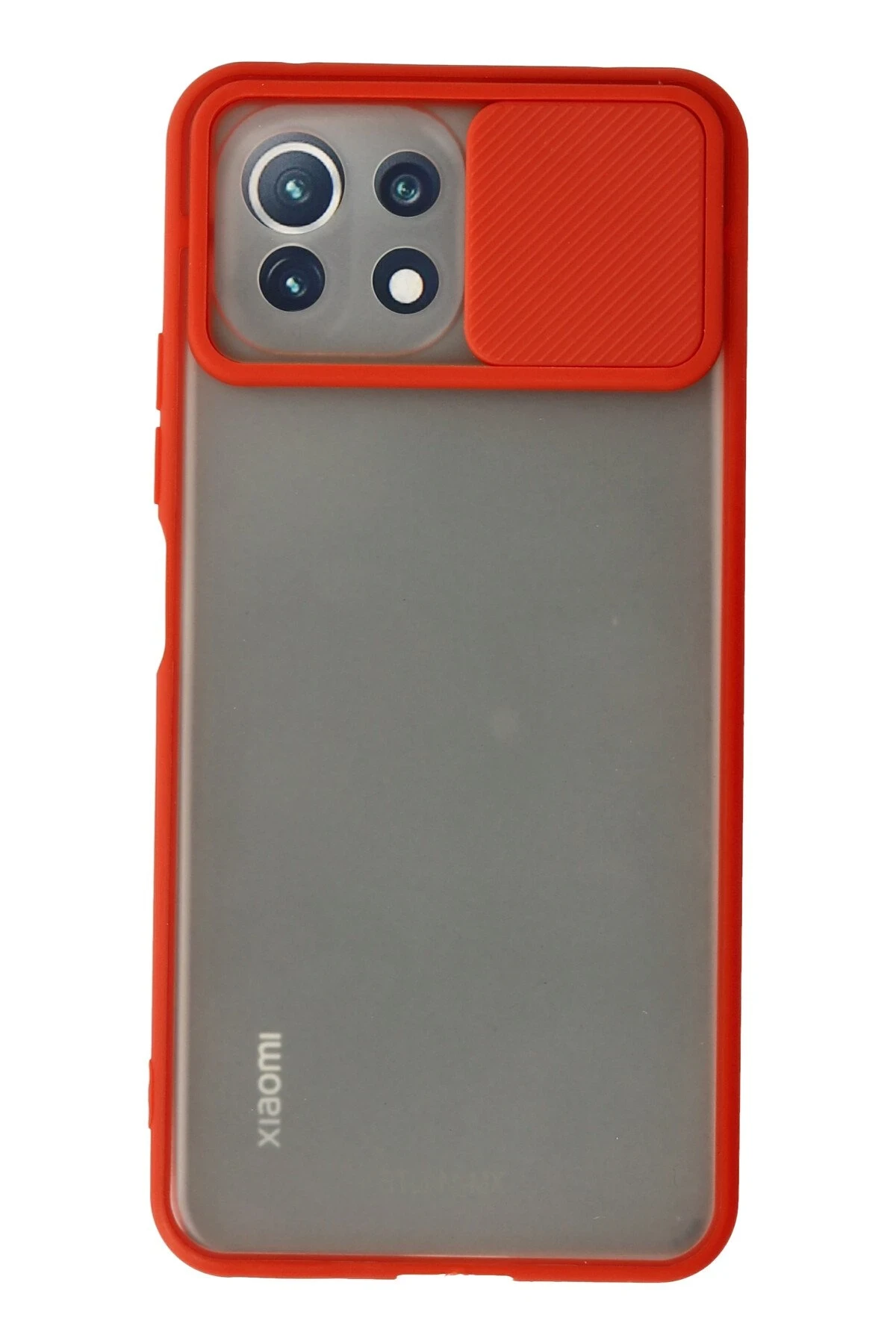 Newface Xiaomi Mİ 11 Lite Kılıf Palm Buzlu Kamera Sürgülü Silikon - Kırmızı