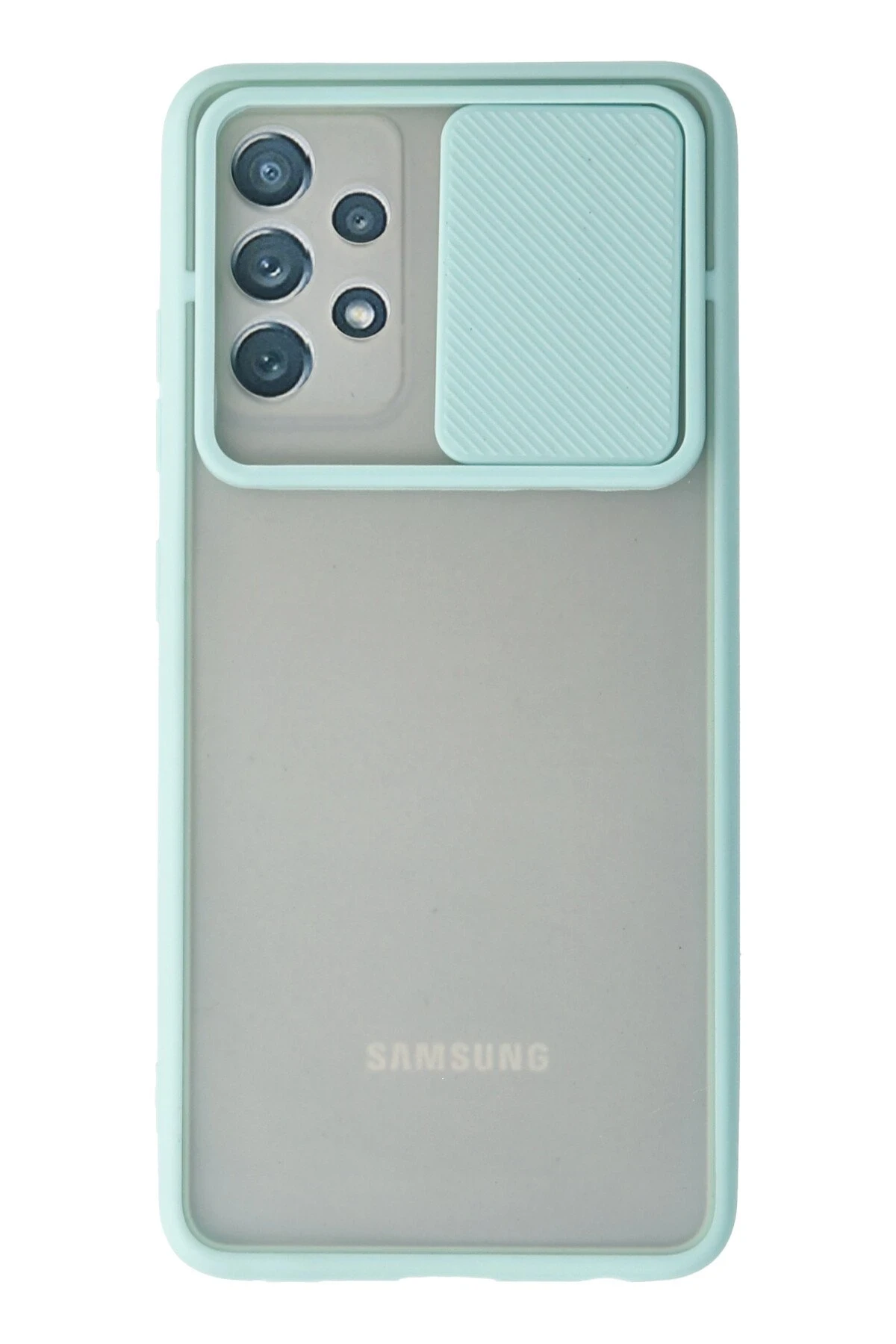 Newface Samsung Galaxy A52 Kılıf Palm Buzlu Kamera Sürgülü Silikon - Turkuaz
