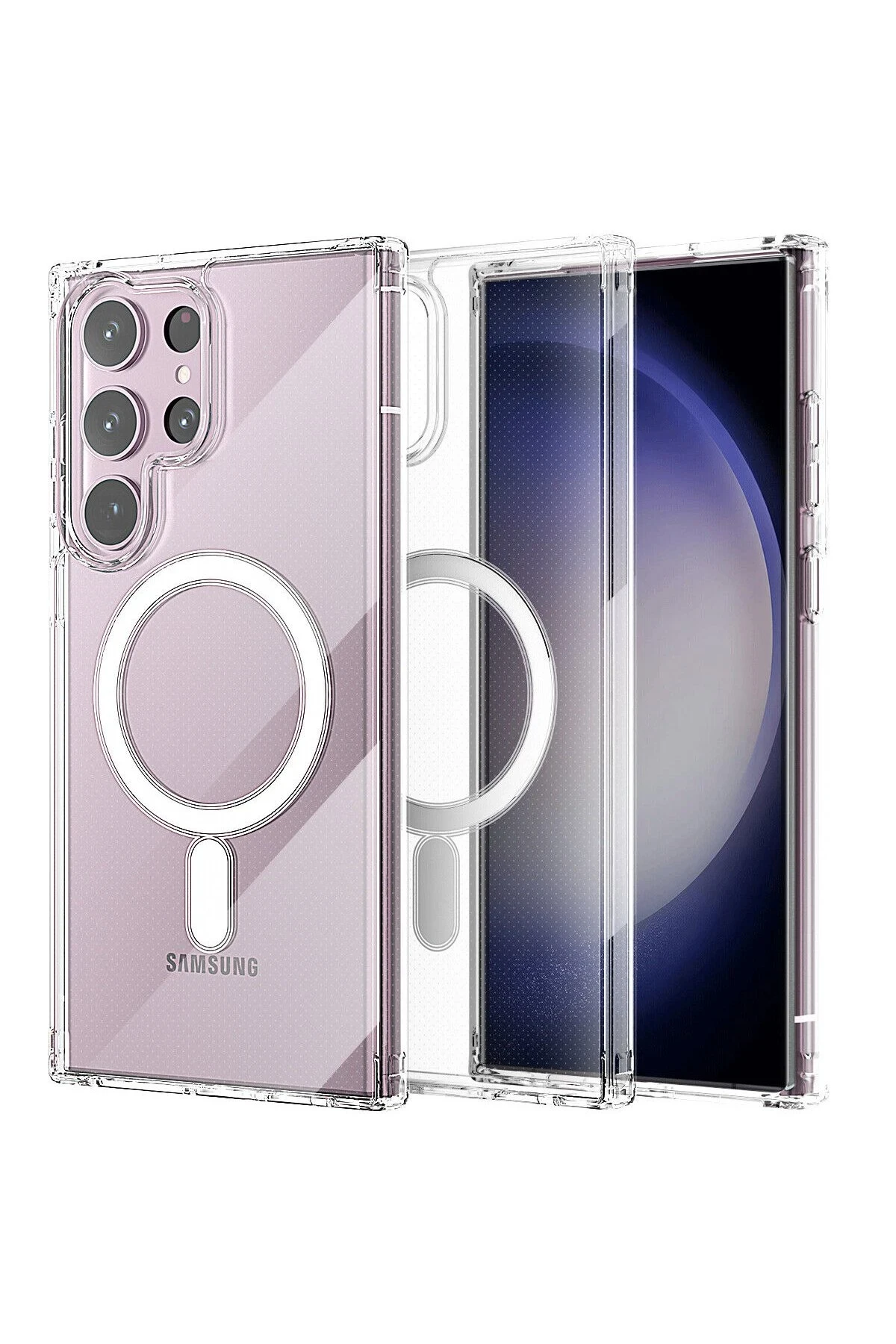 Newface Samsung Galaxy S23 Ultra Kılıf Magneticsafe Şeffaf Silikon - Şeffaf
