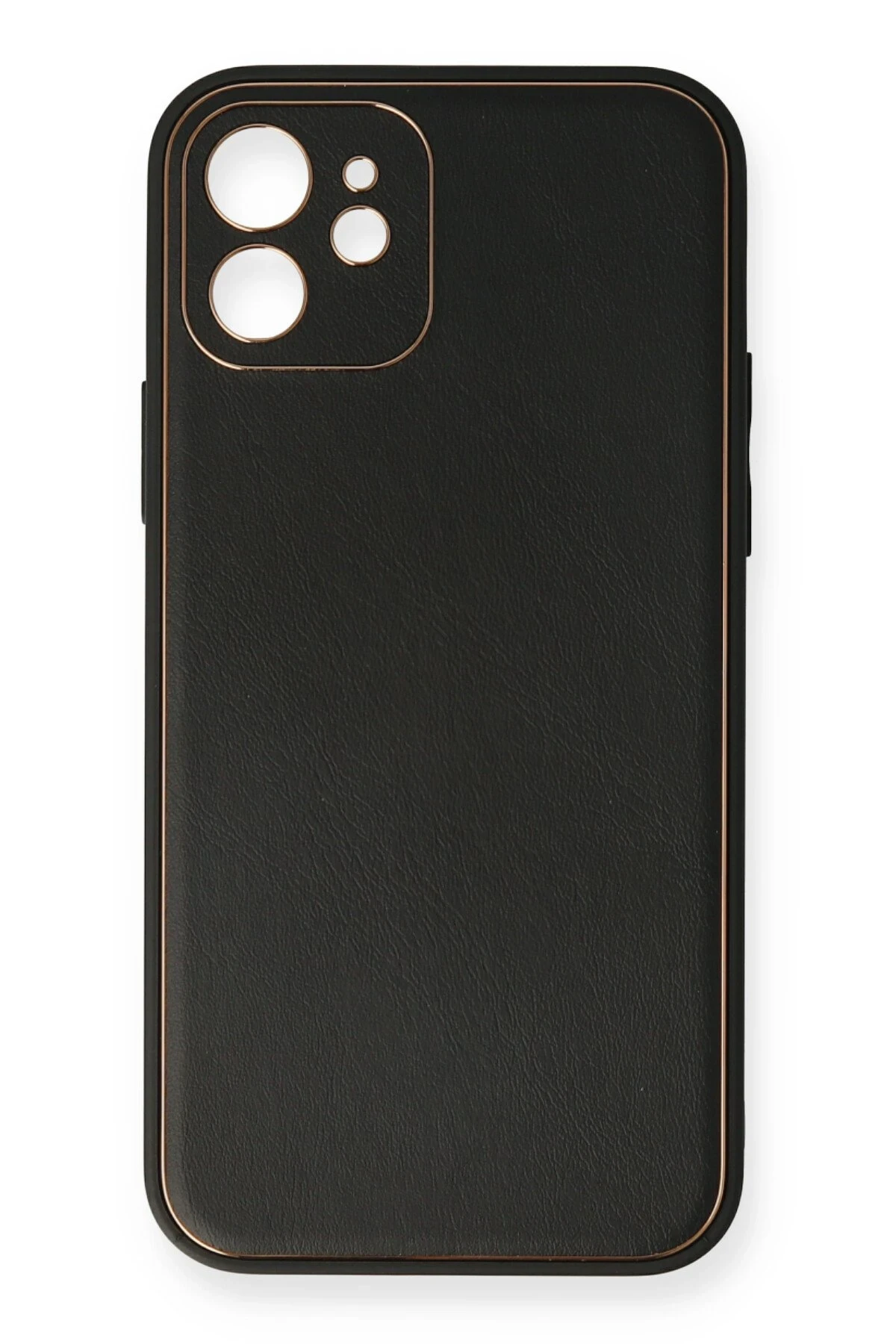 Newface iPhone 12 Mini Kılıf Coco Deri Silikon Kapak - Siyah