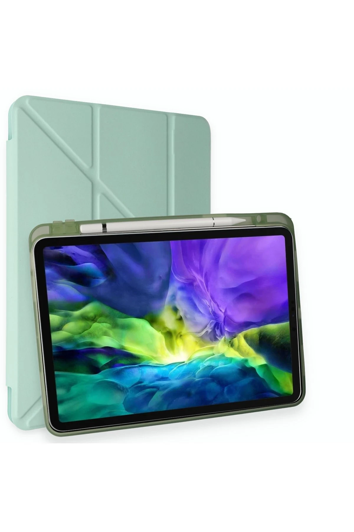 Newface iPad Pro 11 (2018) Kılıf Kalemlikli Mars Tablet Kılıfı - Açık Yeşil