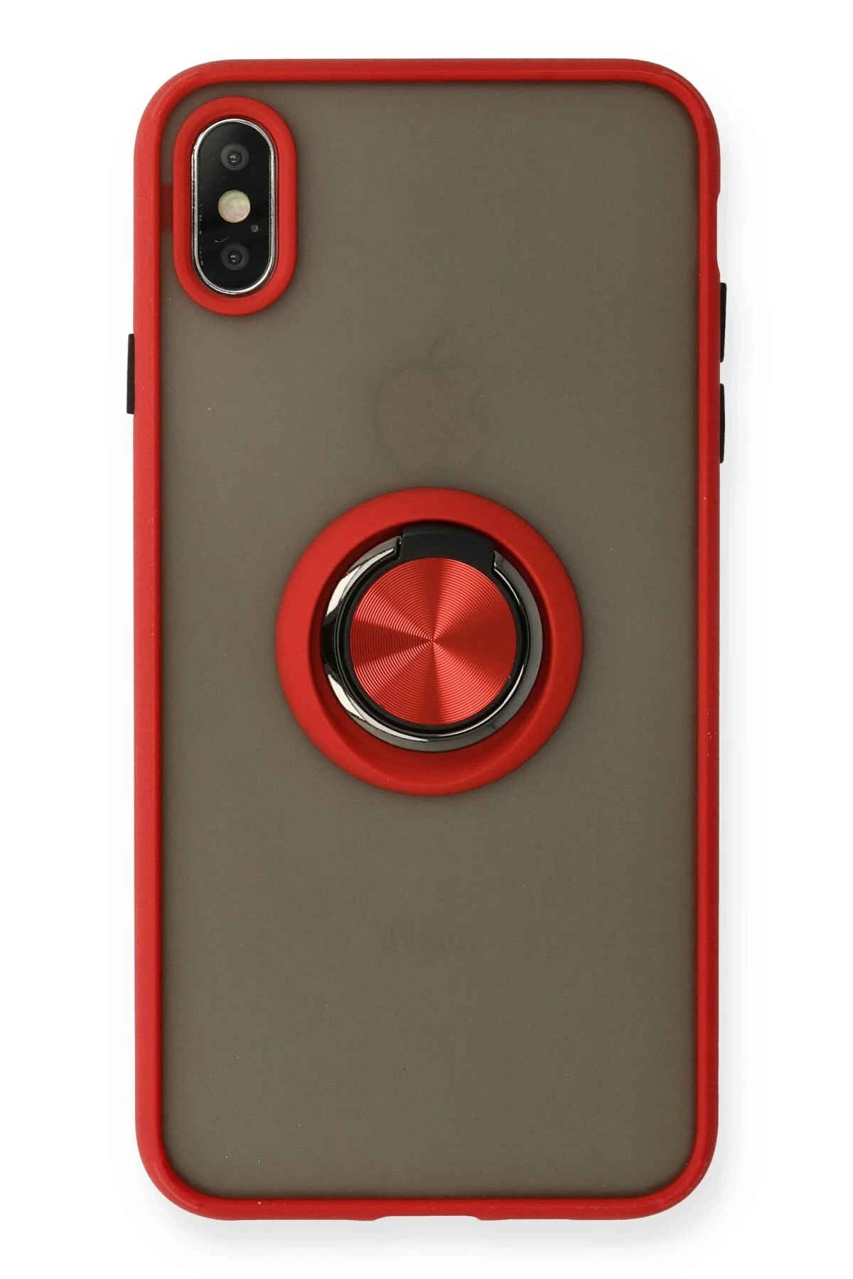 Newface iPhone XS Max Kılıf Montreal Yüzüklü Silikon Kapak - Kırmızı