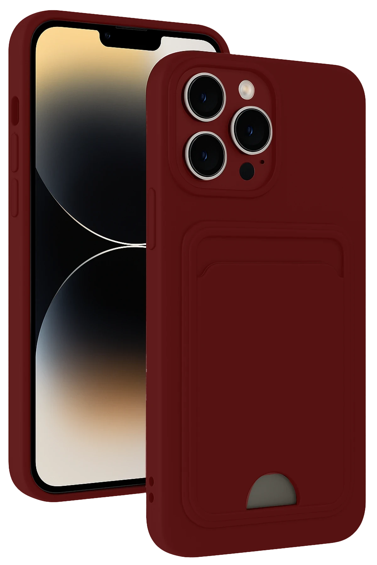 Newface iPhone 15 Pro Max Kılıf Kelvin Kartvizitli Silikon - Bordo