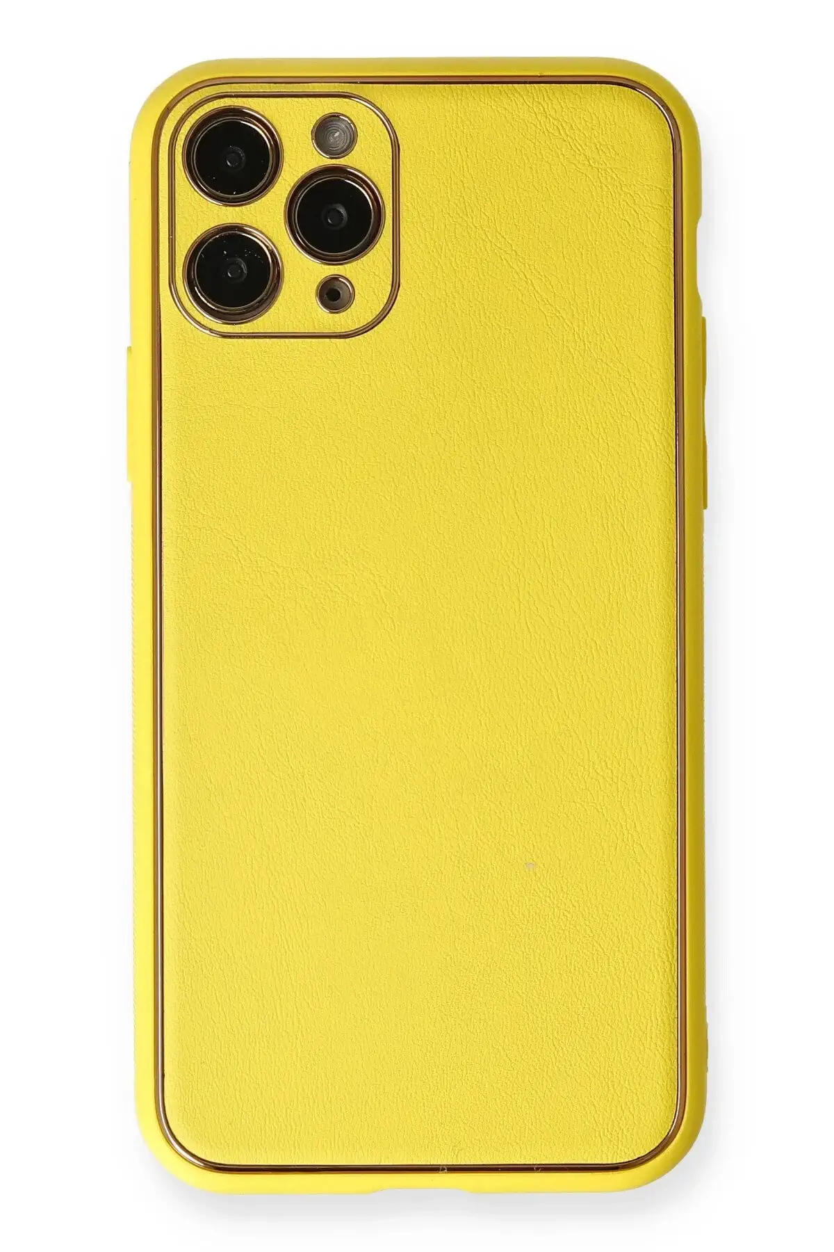 Newface iPhone 11 Pro Kılıf Coco Deri Silikon Kapak - Sarı