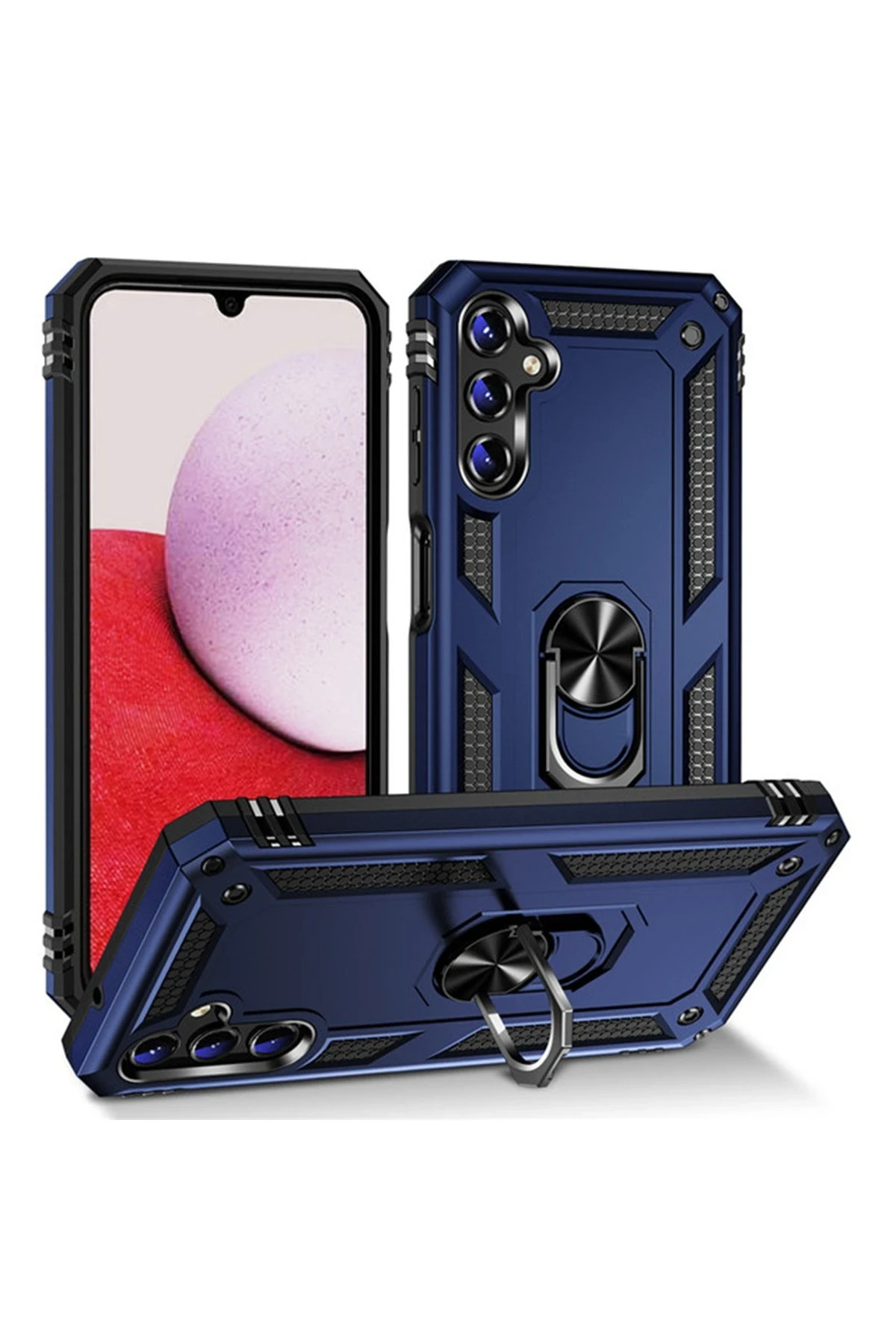 Newface Samsung Galaxy A04S Kılıf Sofya Yüzüklü Silikon Kapak - Lacivert