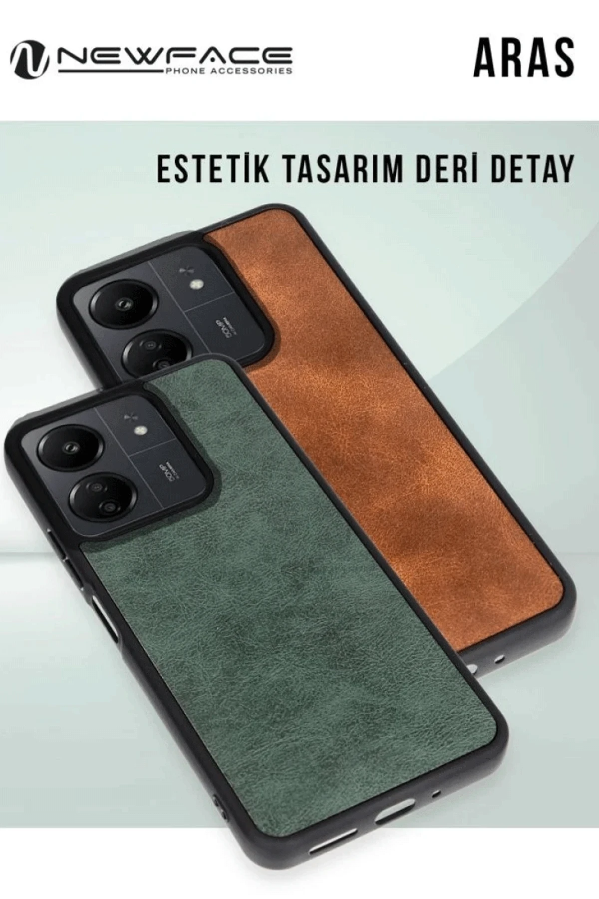 Newface Xiaomi Redmi 14C Kılıf Aras Deri Kapak - Koyu Yeşil