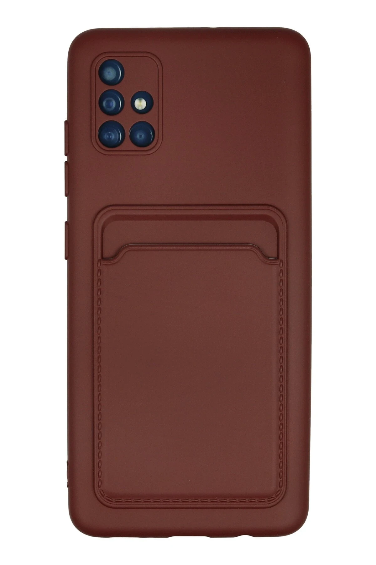 Newface Samsung Galaxy A51 Kılıf Kelvin Kartvizitli Silikon - Bordo