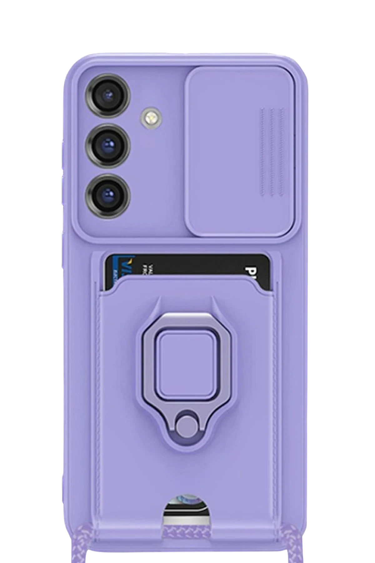 Newface Samsung Galaxy S25 Plus Kılıf Zuma Kartvizitli Yüzüklü Silikon - Lila
