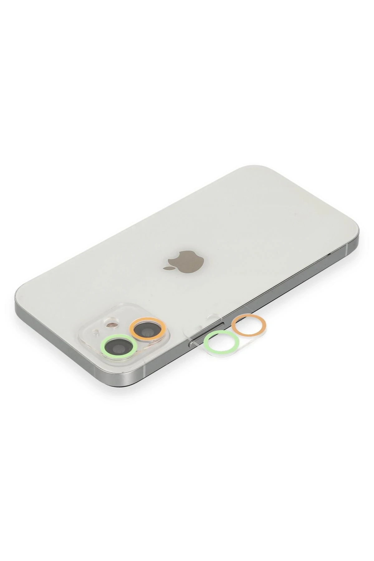 Newface iPhone 11 Renkli Kamera Lens Koruma Cam - Turuncu-Yeşil