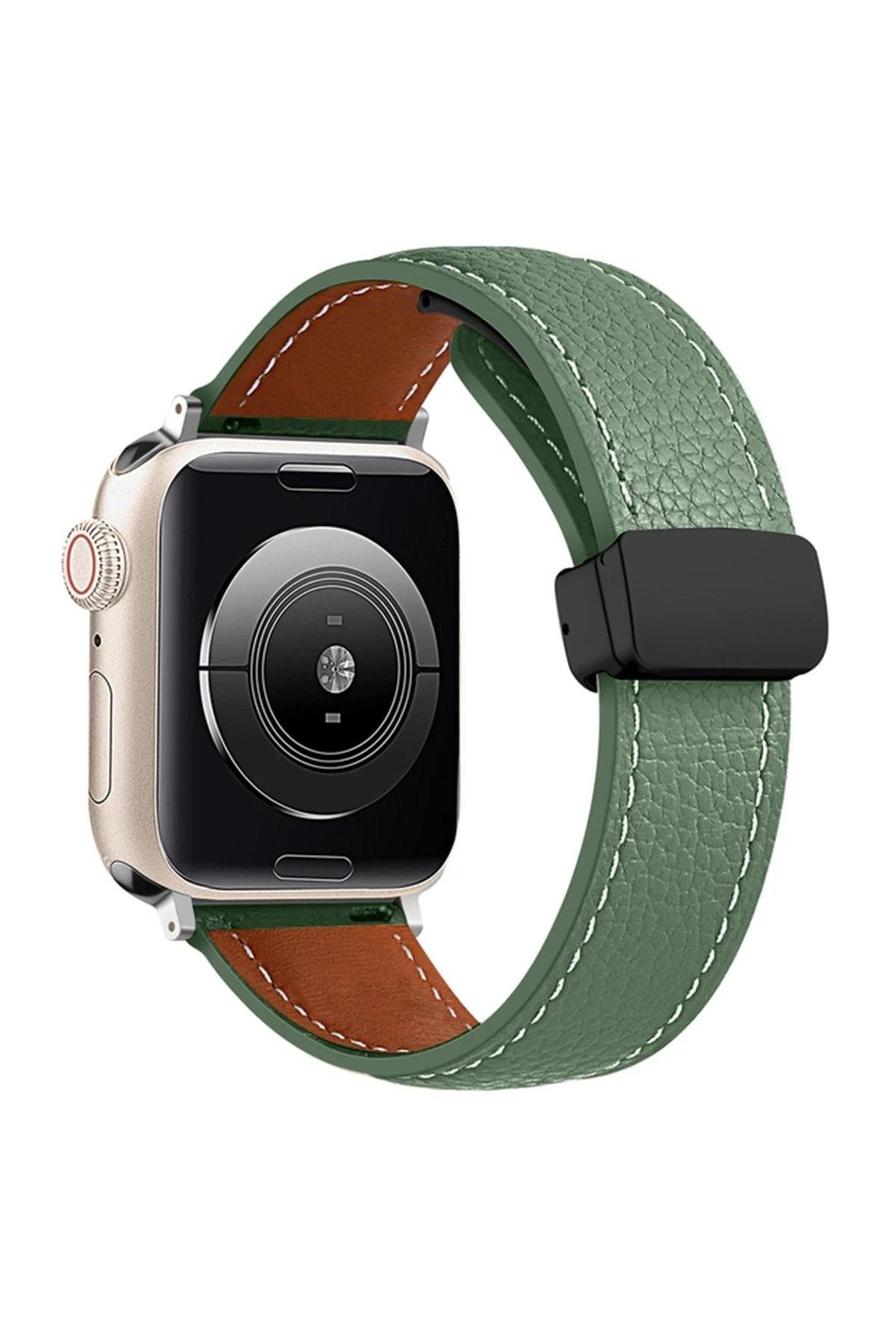 Newface Apple Watch 42mm KR414 Daks Deri Kordon - Koyu Yeşil