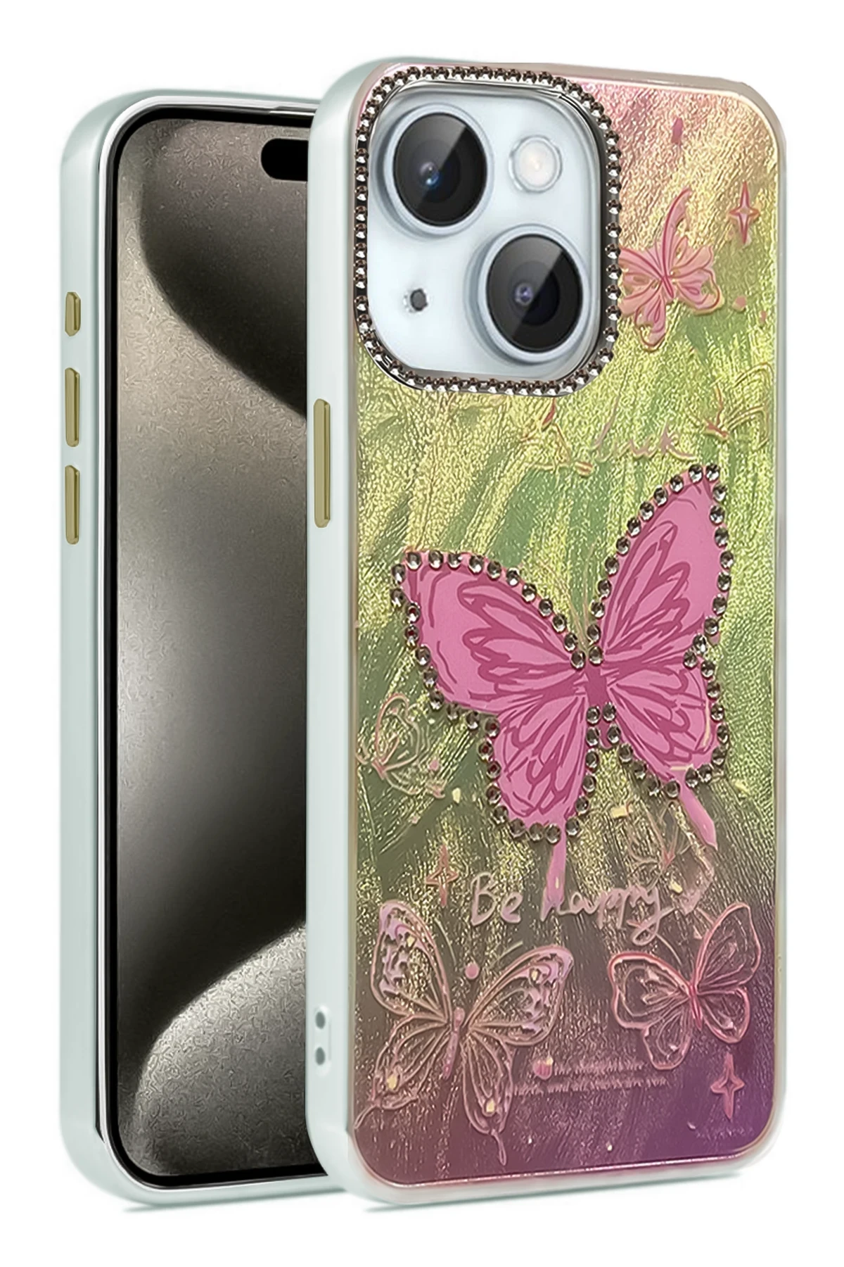 Newface iPhone 15 Kılıf Blade Aynalı Desenli Kapak - Desen 5