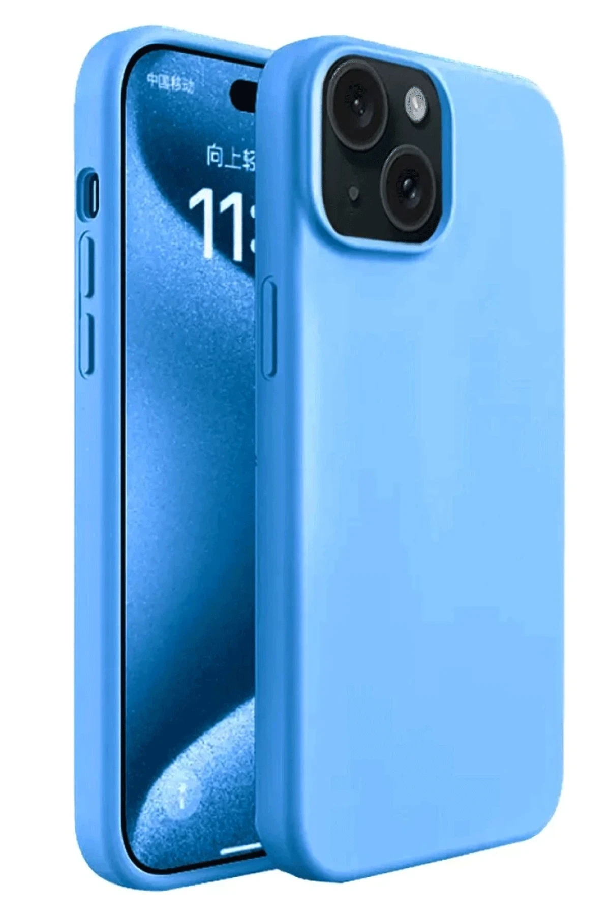 Newface iPhone 15 Plus Kılıf First Silikon - Mavi
