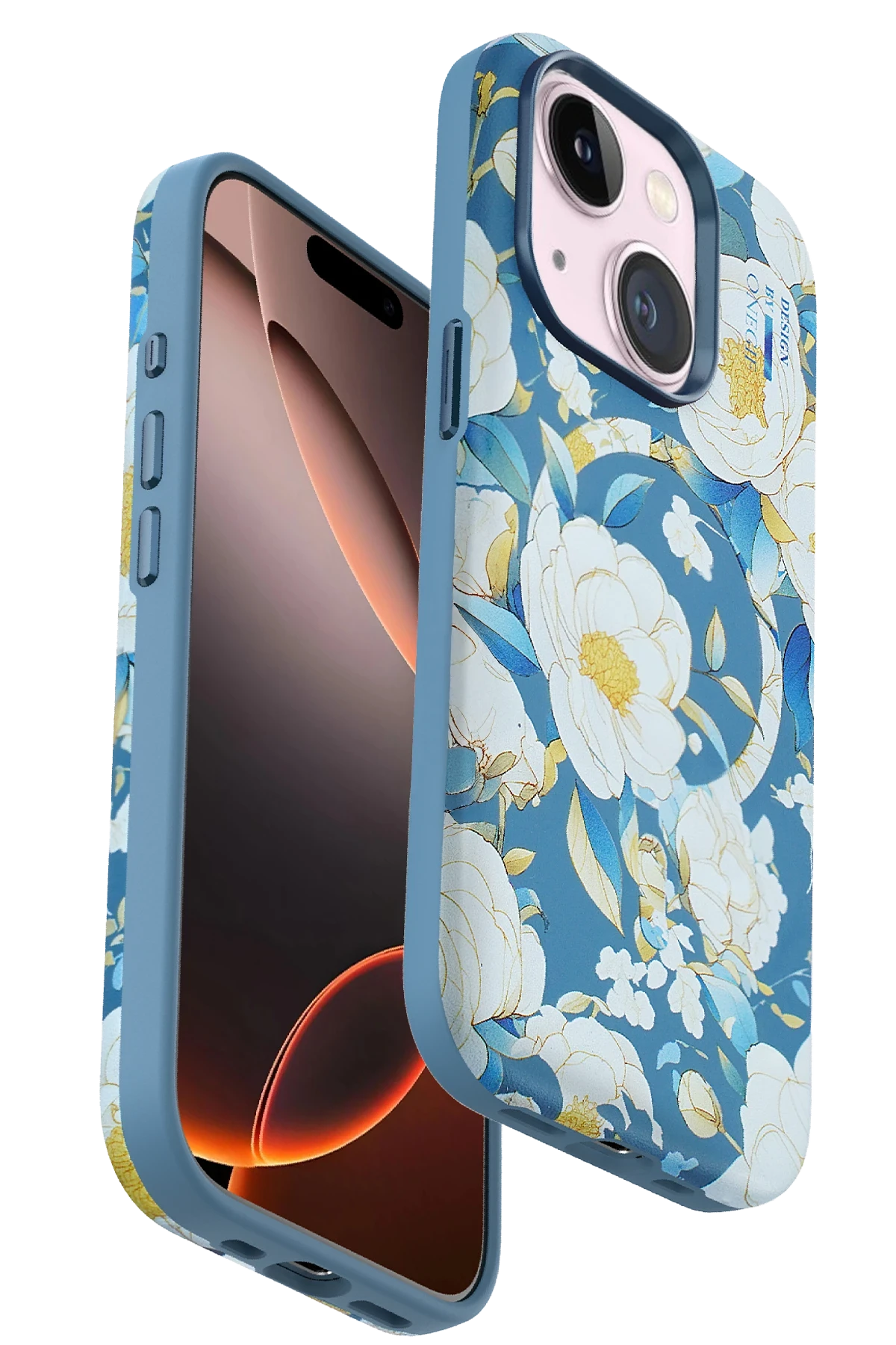Onegif iPhone 15 Flower Series Magsafe Kapak - Mavi
