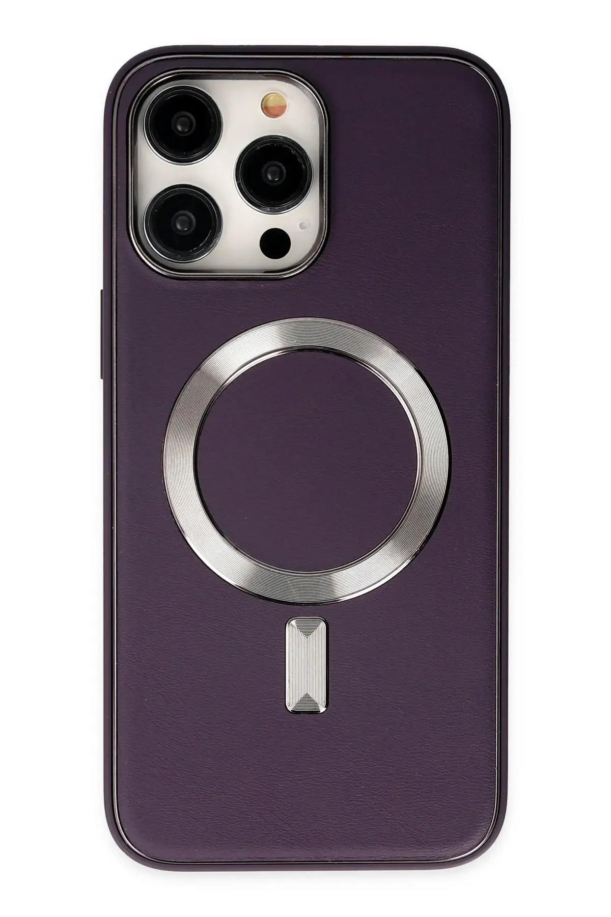 Newface iPhone 13 Pro Max Kılıf Coco Deri Magneticsafe Silikon - Derin Mor