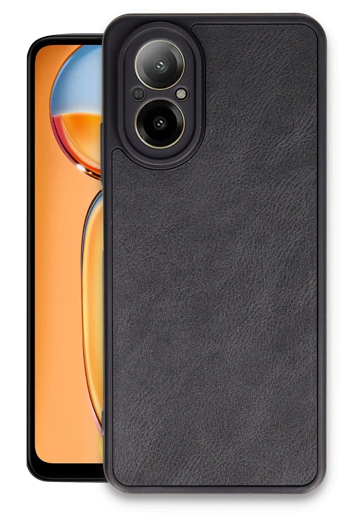 Newface Realme 12 Lite Kılıf Aras Deri Kapak - Siyah