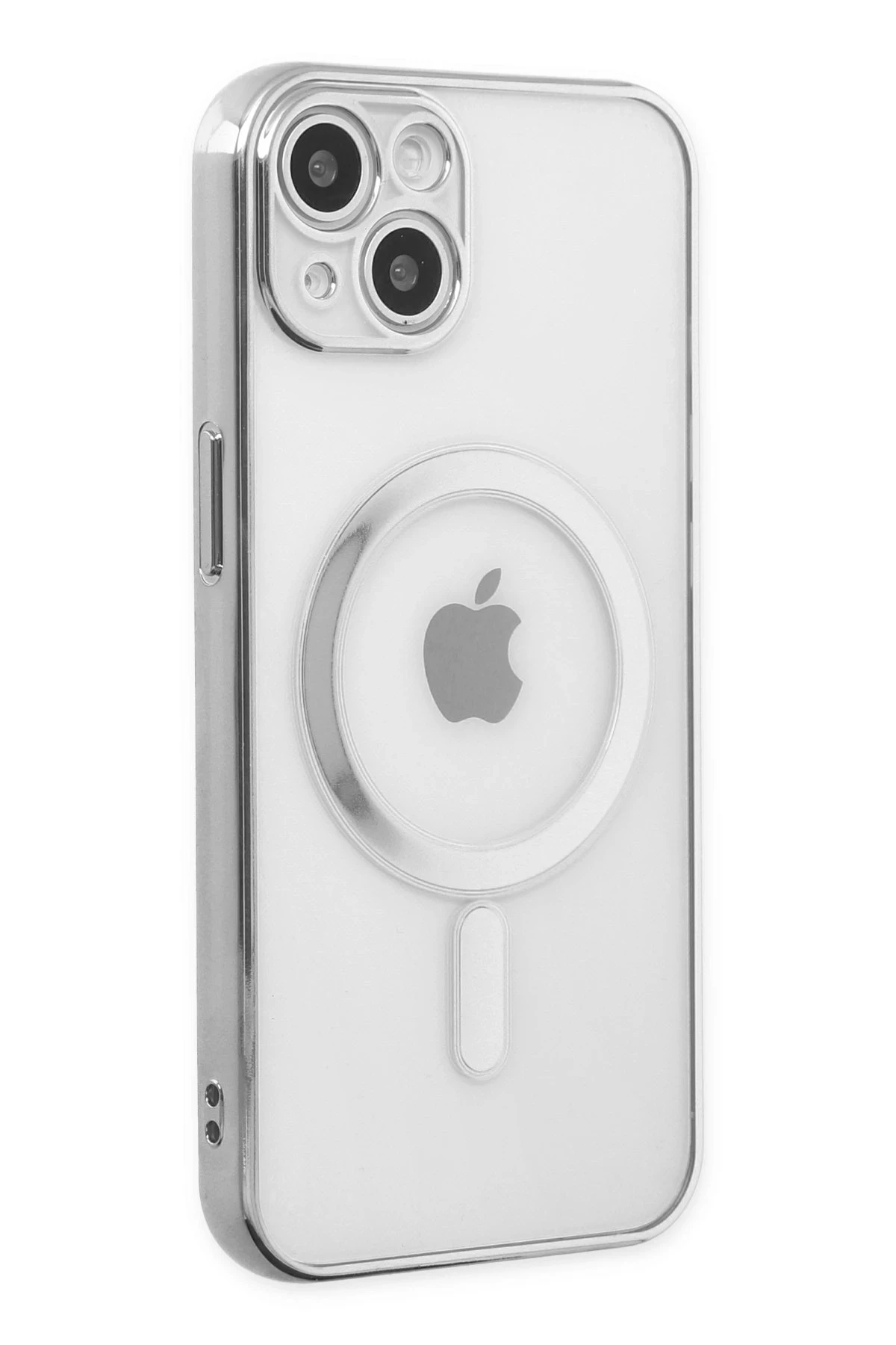 Newface iPhone 14 Plus Kılıf Magneticsafe Lazer Silikon - Gümüş